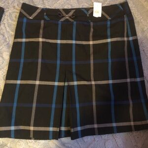 The Loft Plaid Black and Blue Skirt